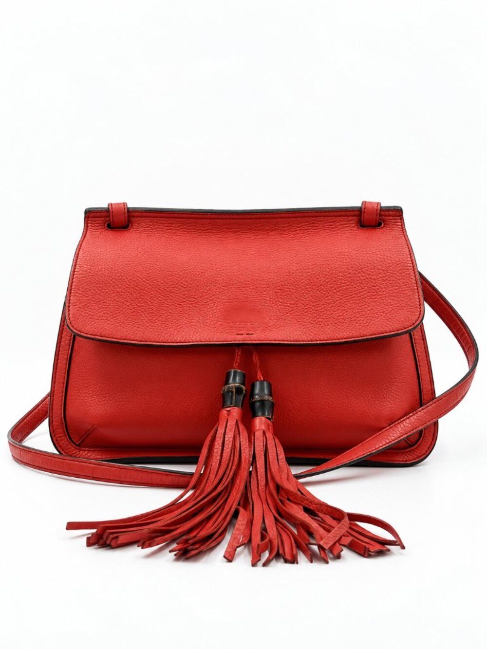 Gucci Red Leather Tassel Crossbody Shoulder Bag